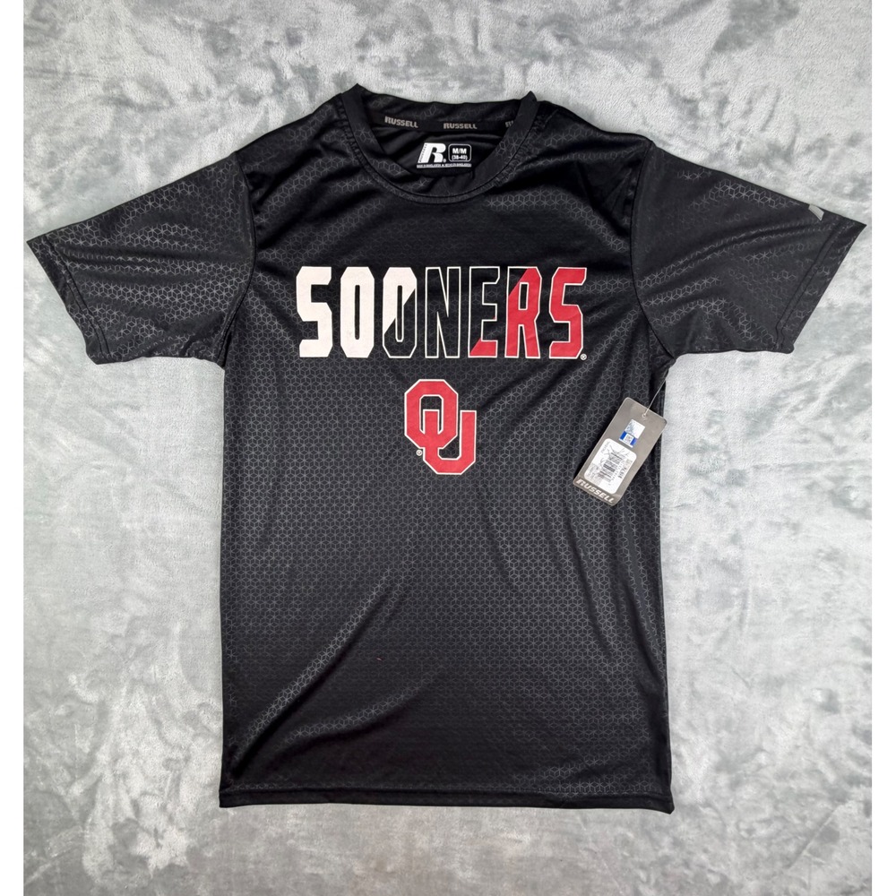 Russell Athletic T-Shirt Mens Medium Black NWT Oklahoma Sooners NCAA Performance